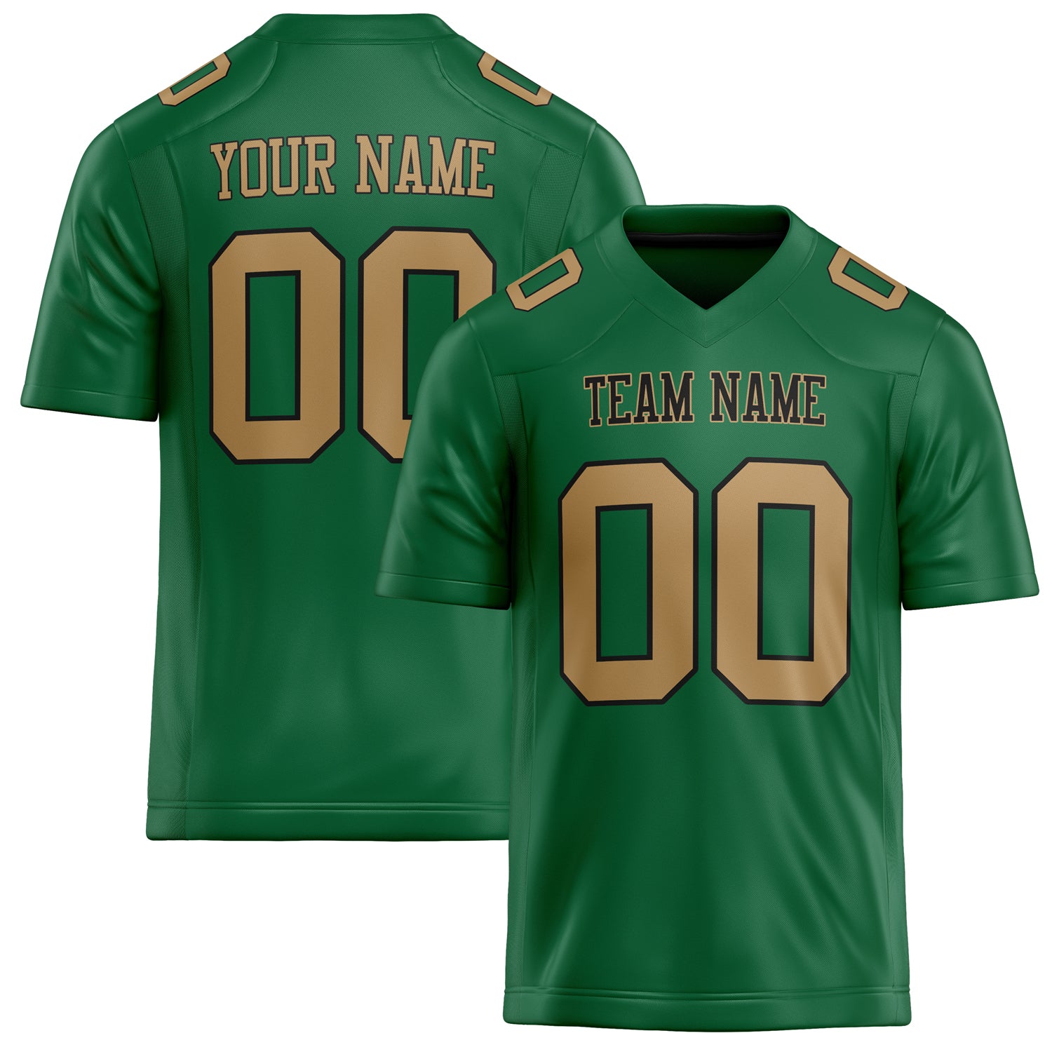 Custom Kelly Green old gold Solid Colour Football Jersey FT02240730KE214