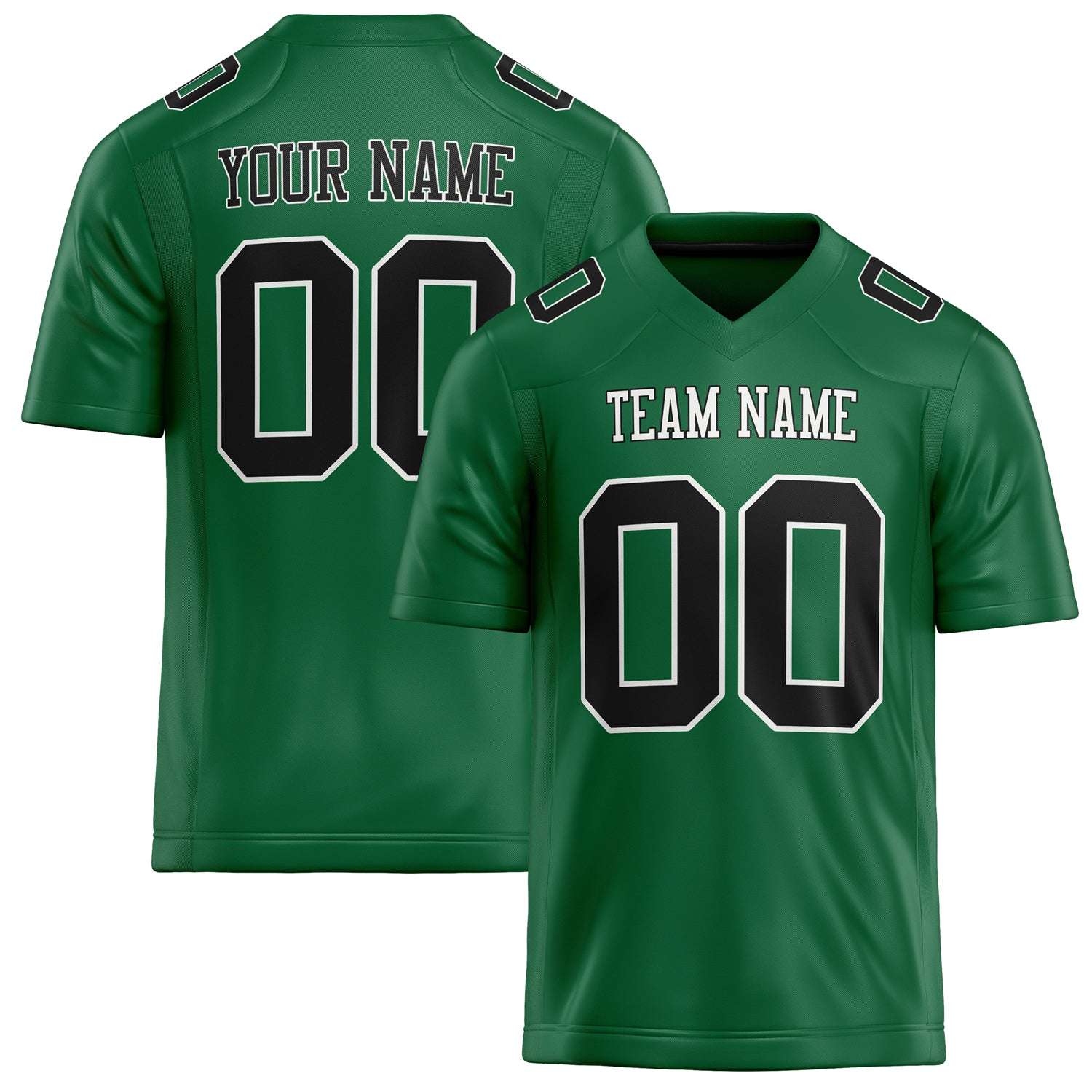 Custom Kelly Green Black Solid Colour Football Jersey FT02240730KE215