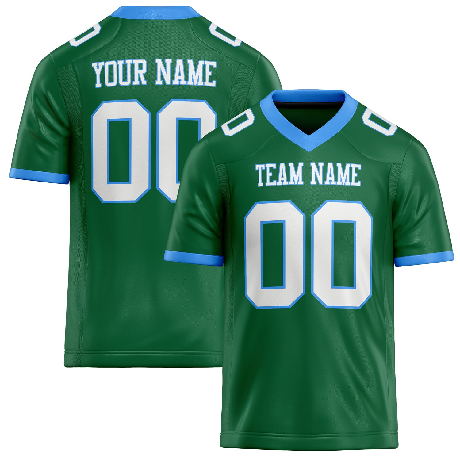 Custom Kelly Green White Solid Colour Football Jersey FT02240730KE216