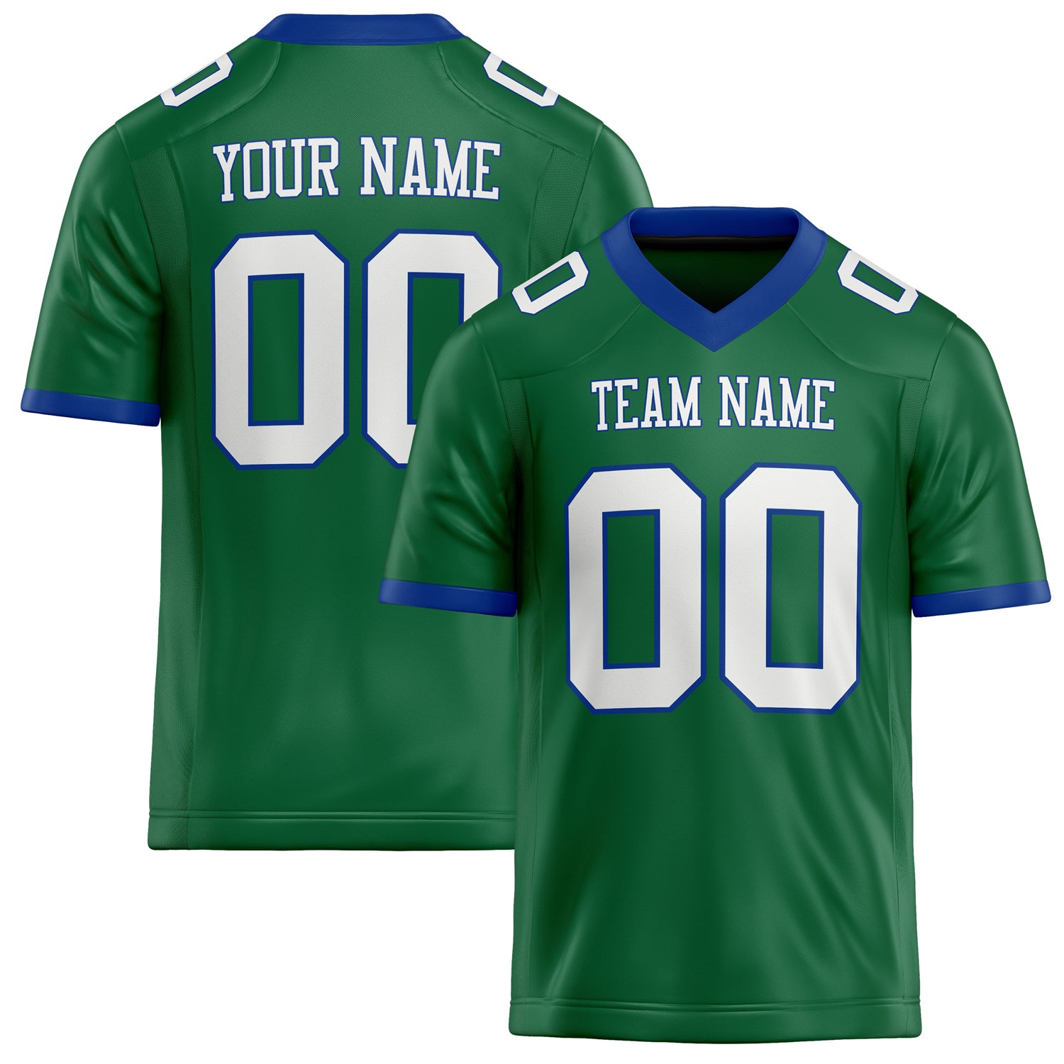 Custom Kelly Green White Solid Colour Football Jersey FT02240730KE217