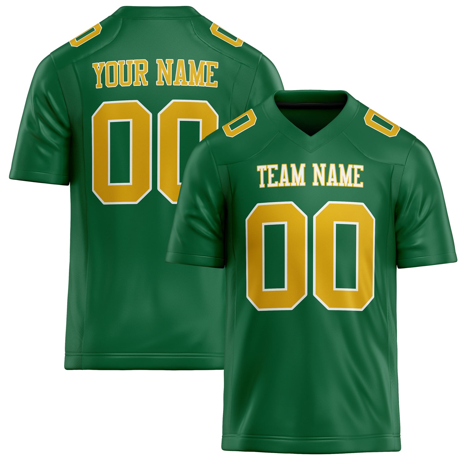 Custom Kelly Green gold Solid Colour Football Jersey FT02240730KE219