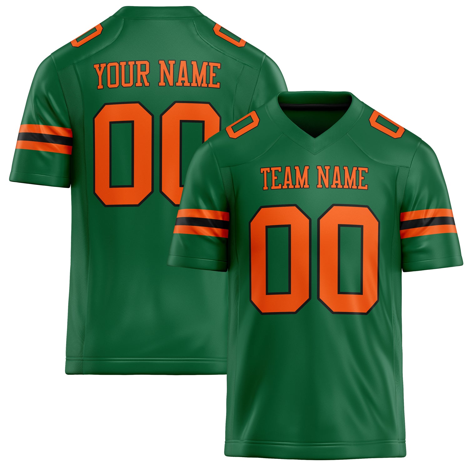 Custom Kelly Green orange Solid Colour Football Jersey FT02240730KE220
