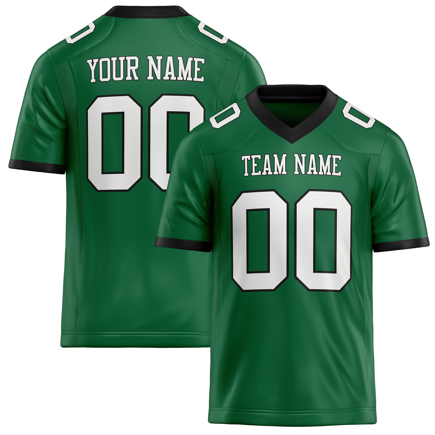 Custom Kelly Green White Solid Colour Football Jersey FT02240730KE222