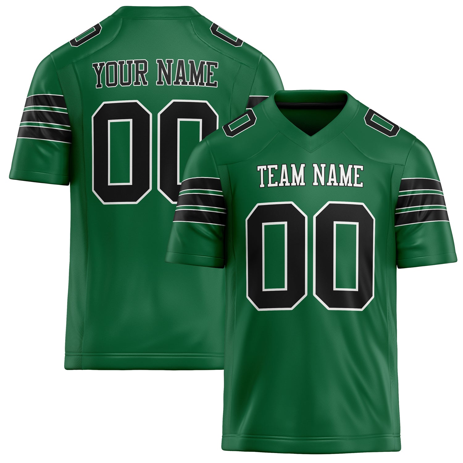 Custom Kelly Green Black Solid Colour Football Jersey FT02240730KE226