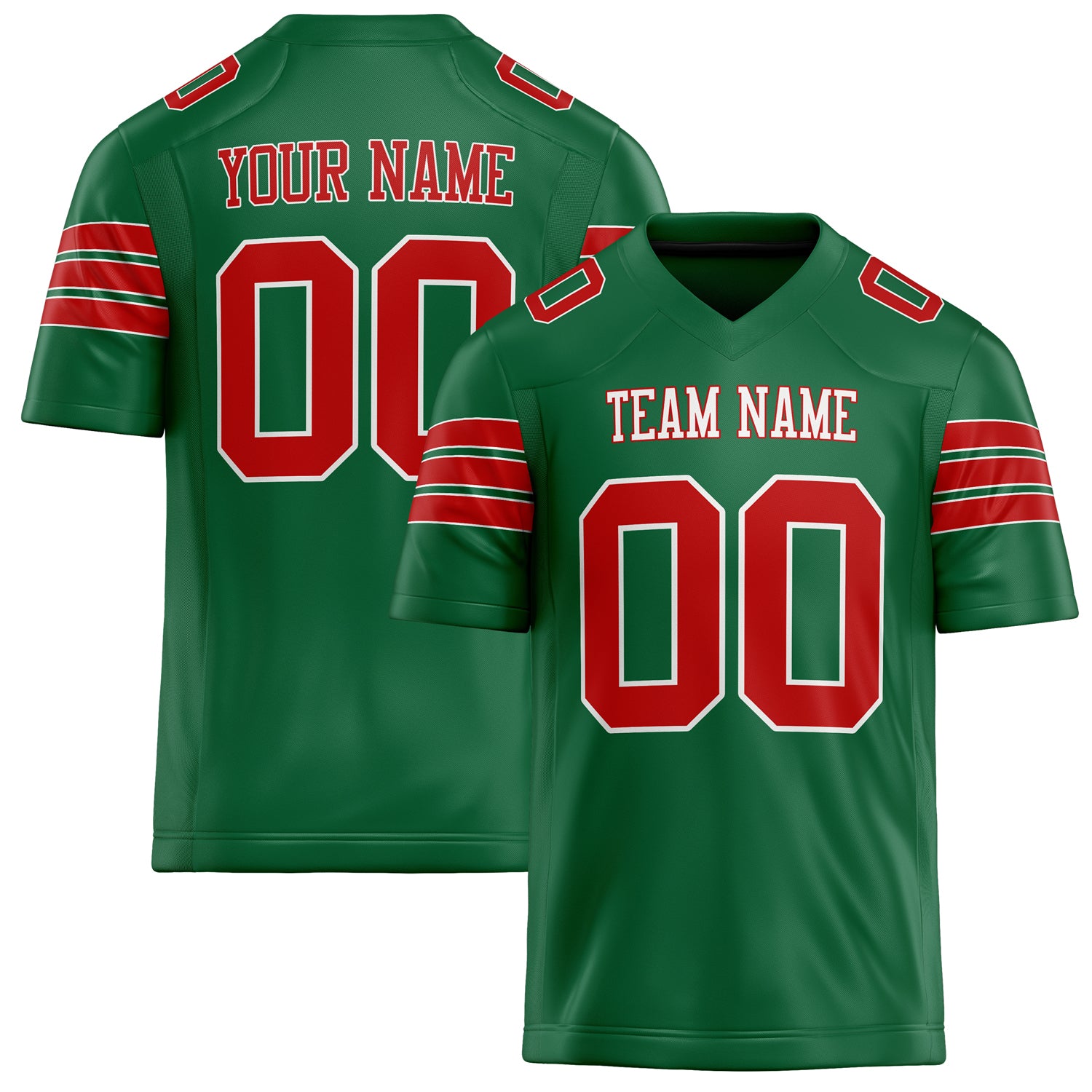 Custom Kelly Green red Solid Colour Football Jersey FT02240730KE228