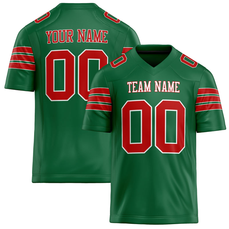 Custom Kelly Green red Solid Colour Football Jersey FT02240730KE228