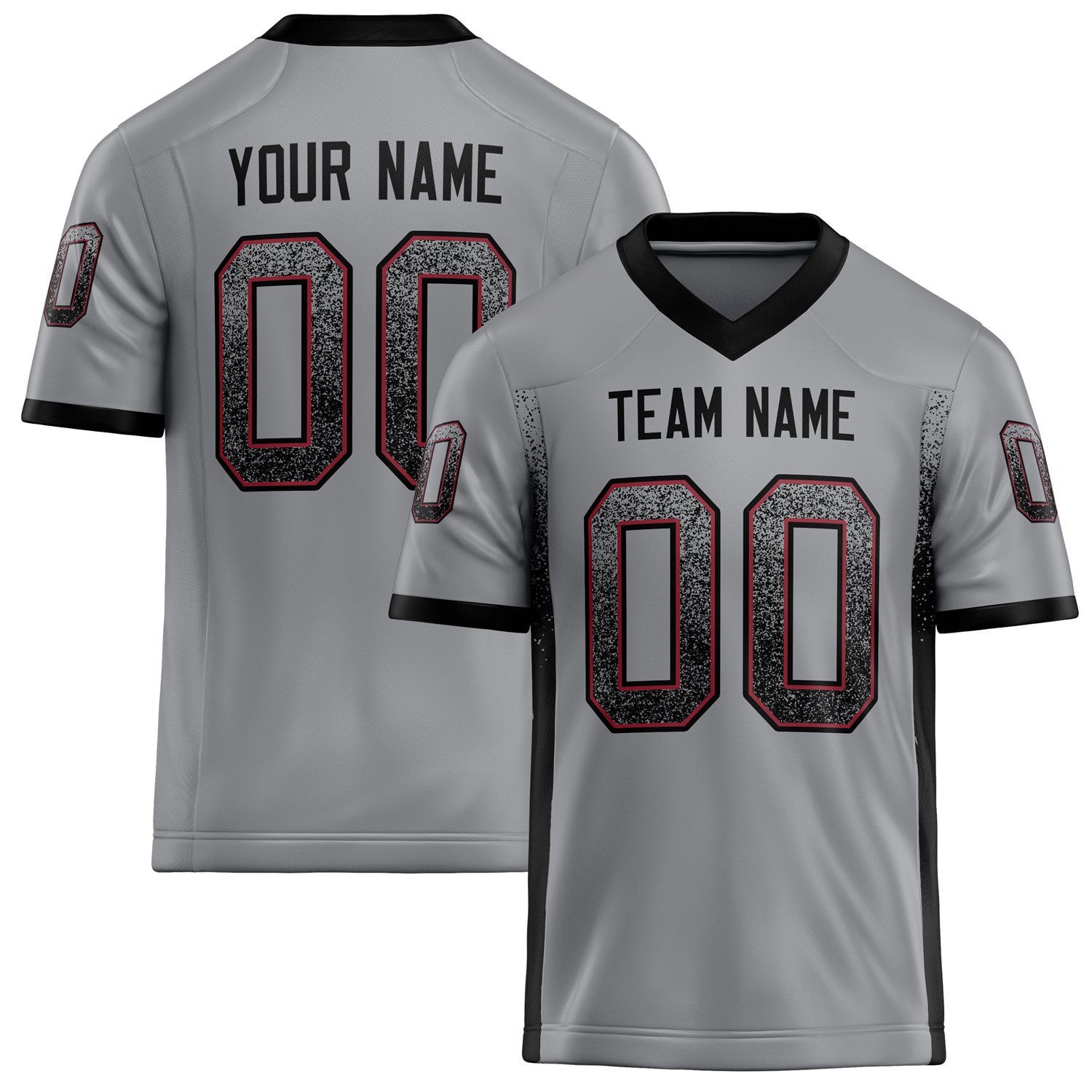 Custom Light Gray Black Solid Colour Football Jersey FT02240730LI235