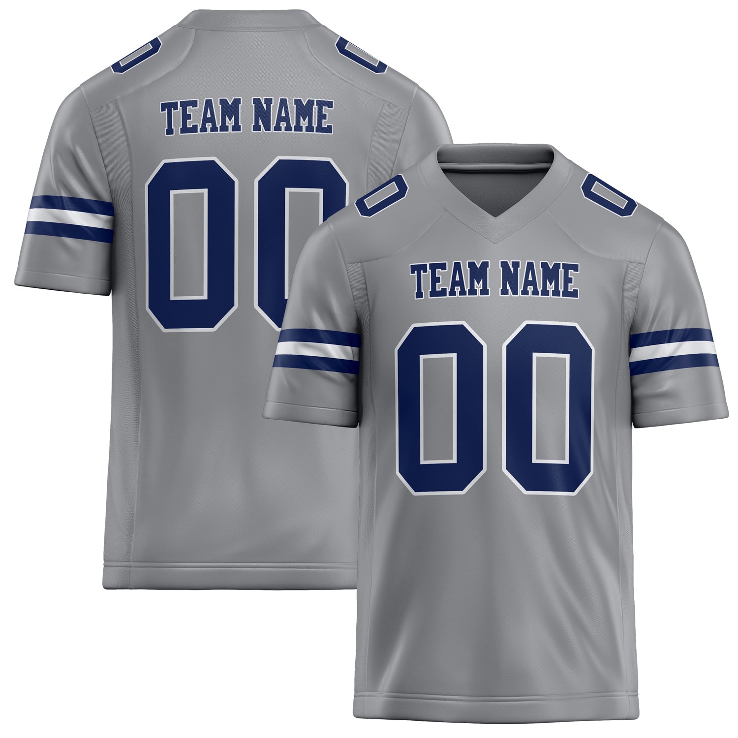 Custom Light Gray navy Solid Colour Football Jersey FT02240730LI240