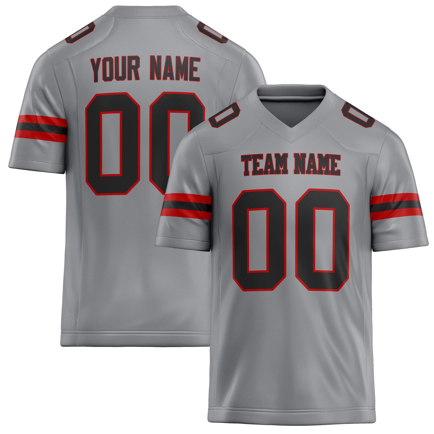 Custom Light Gray Black Solid Colour Football Jersey FT02240730LI242