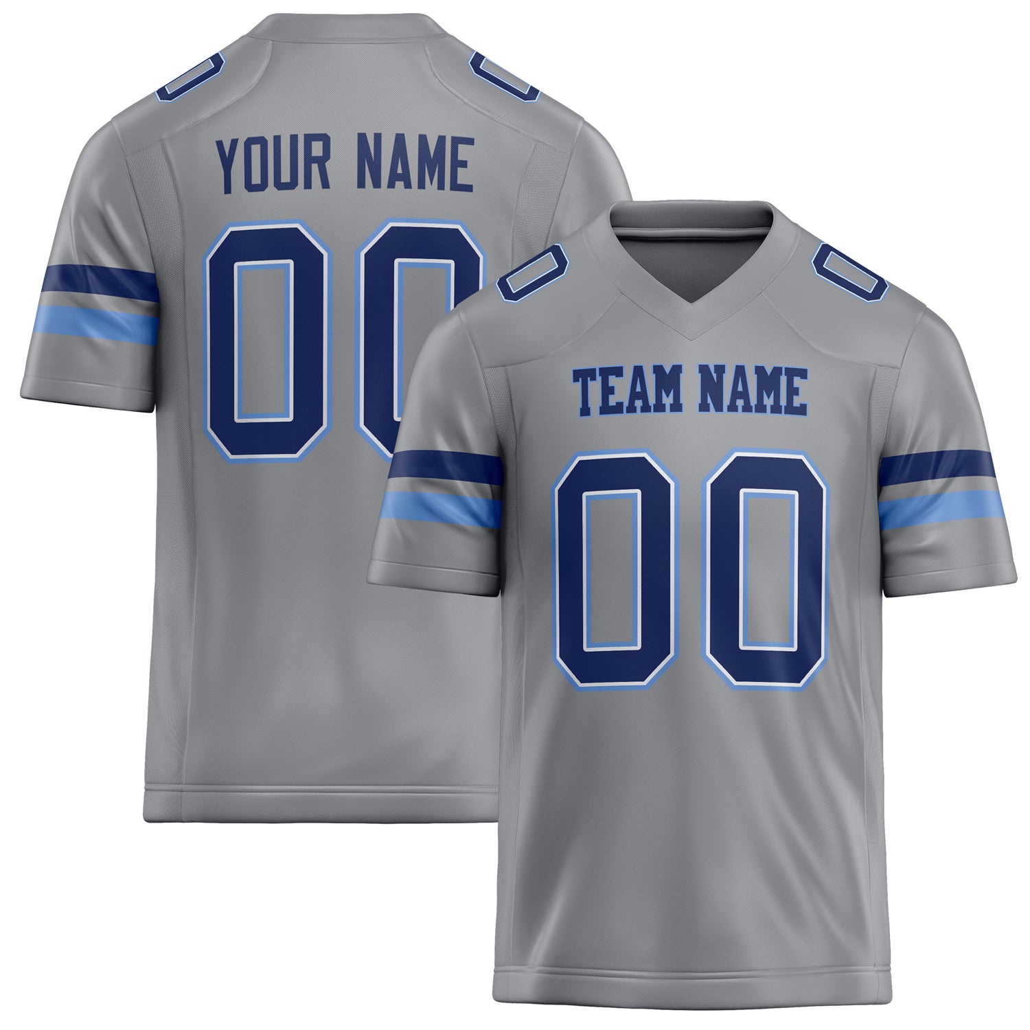 Custom Light Gray navy Solid Colour Football Jersey FT02240730LI247