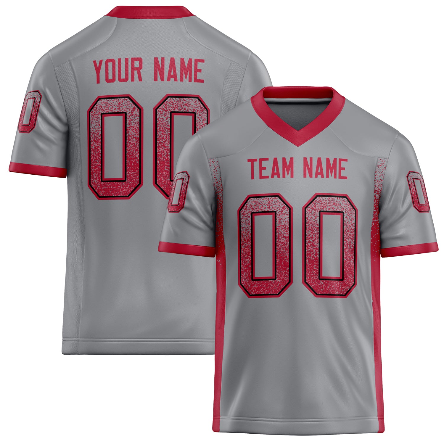 Custom Light Gray red Solid Colour Football Jersey FT02240730LI248