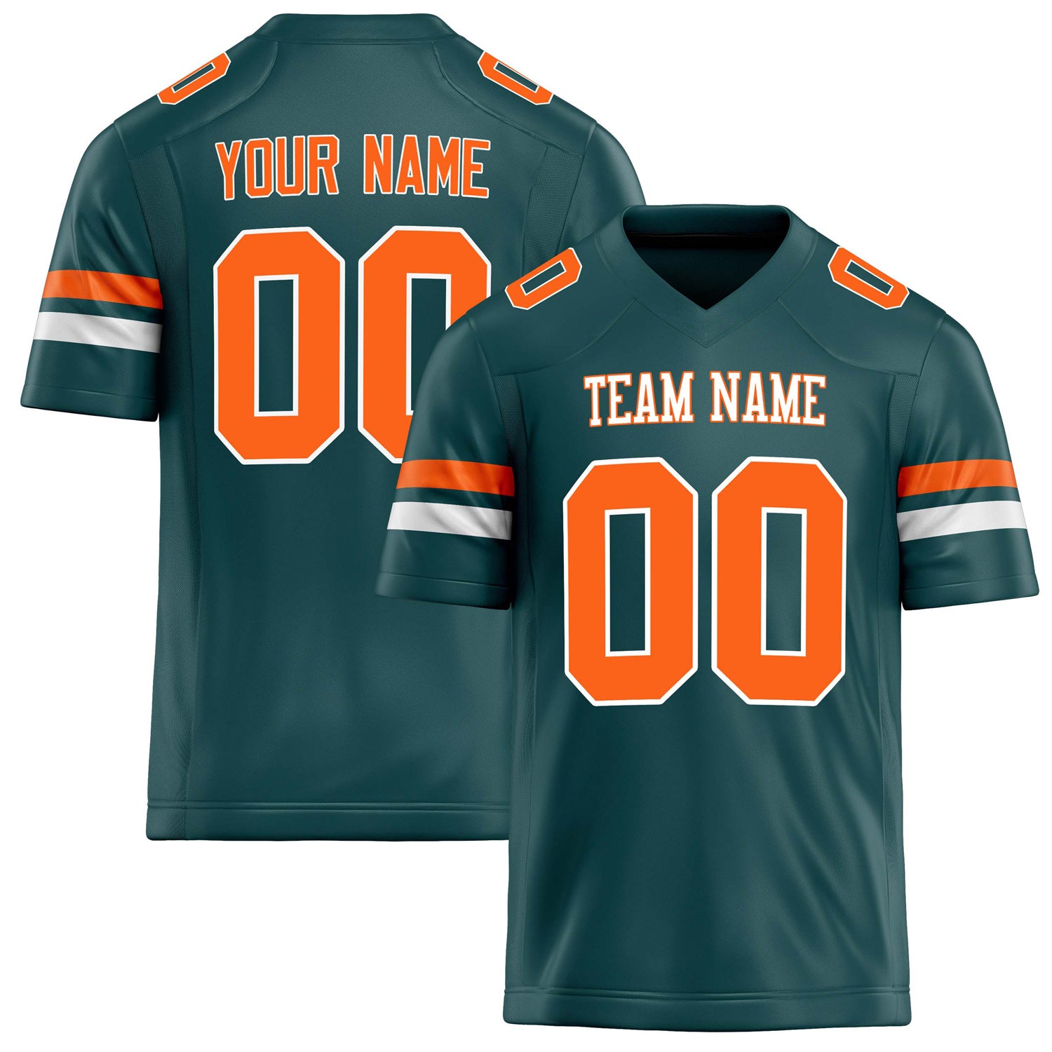 Custom Midnight Green orange Solid Colour Football Jersey FT02240730MI259