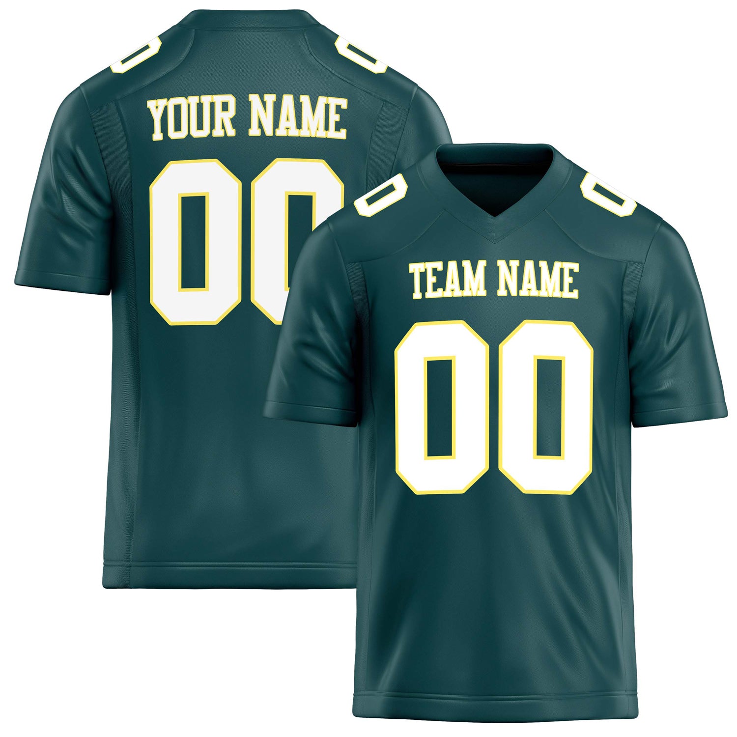 Custom Midnight Green White Solid Colour Football Jersey FT02240730MI262