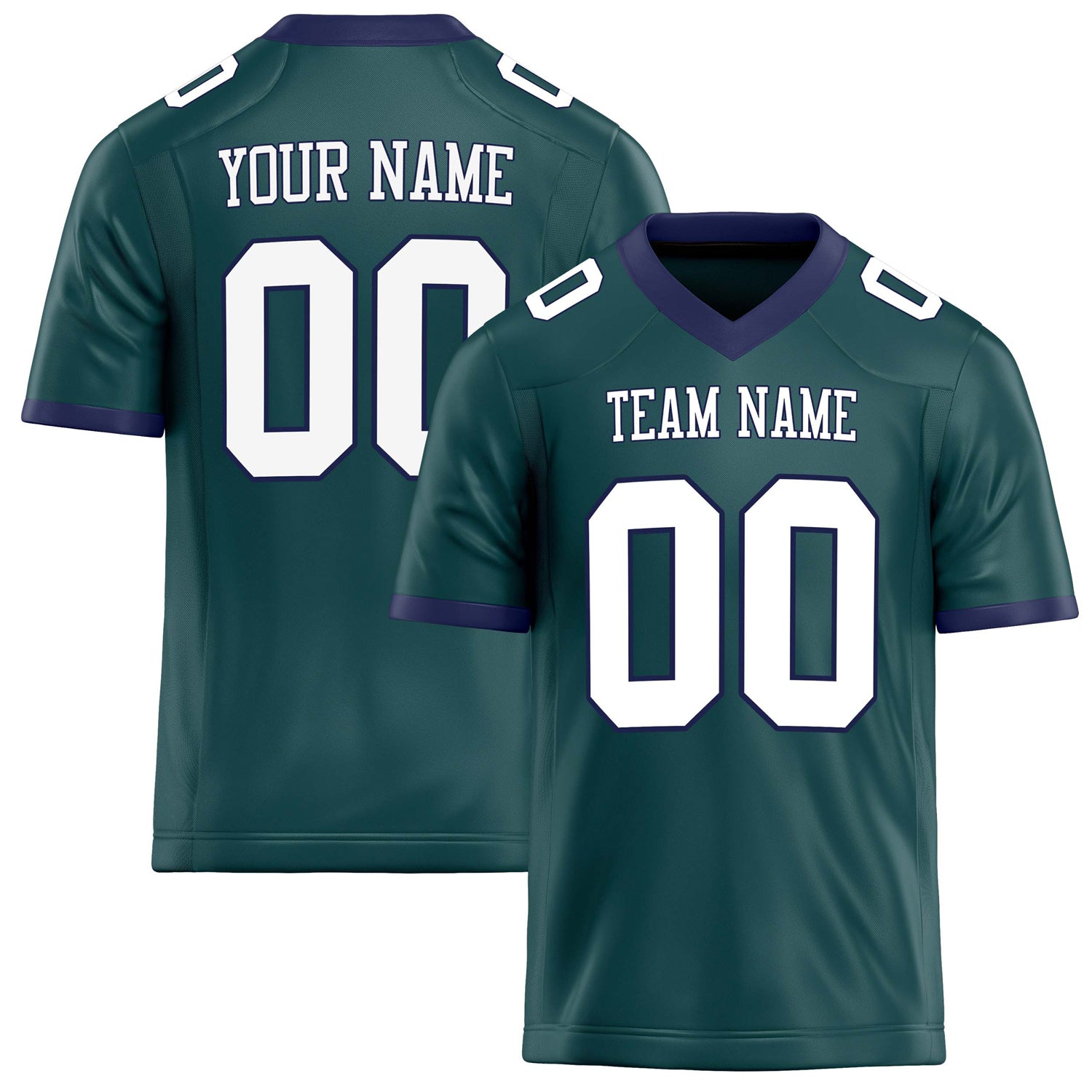 Custom Midnight Green White Solid Colour Football Jersey FT02240730MI263