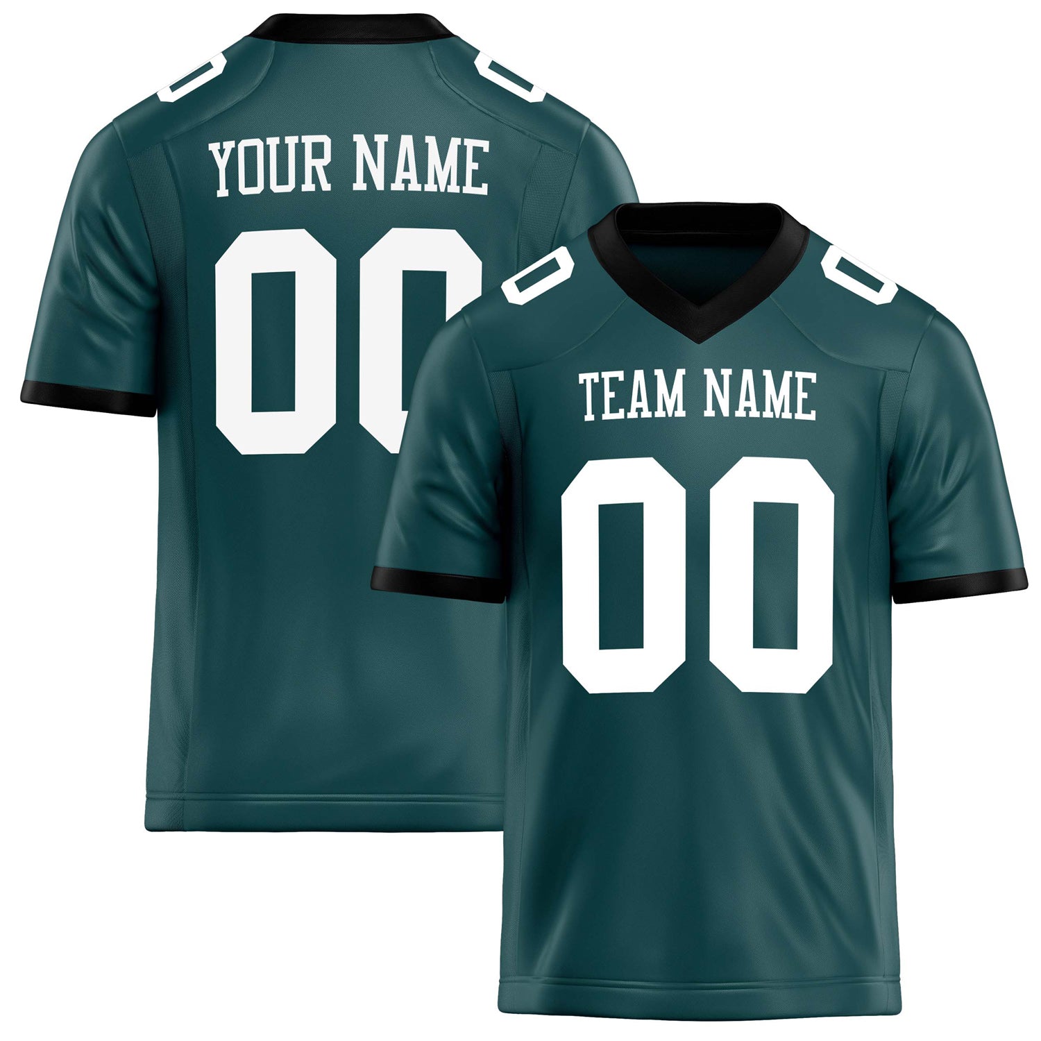 Custom Midnight Green White Solid Colour Football Jersey FT02240730MI268