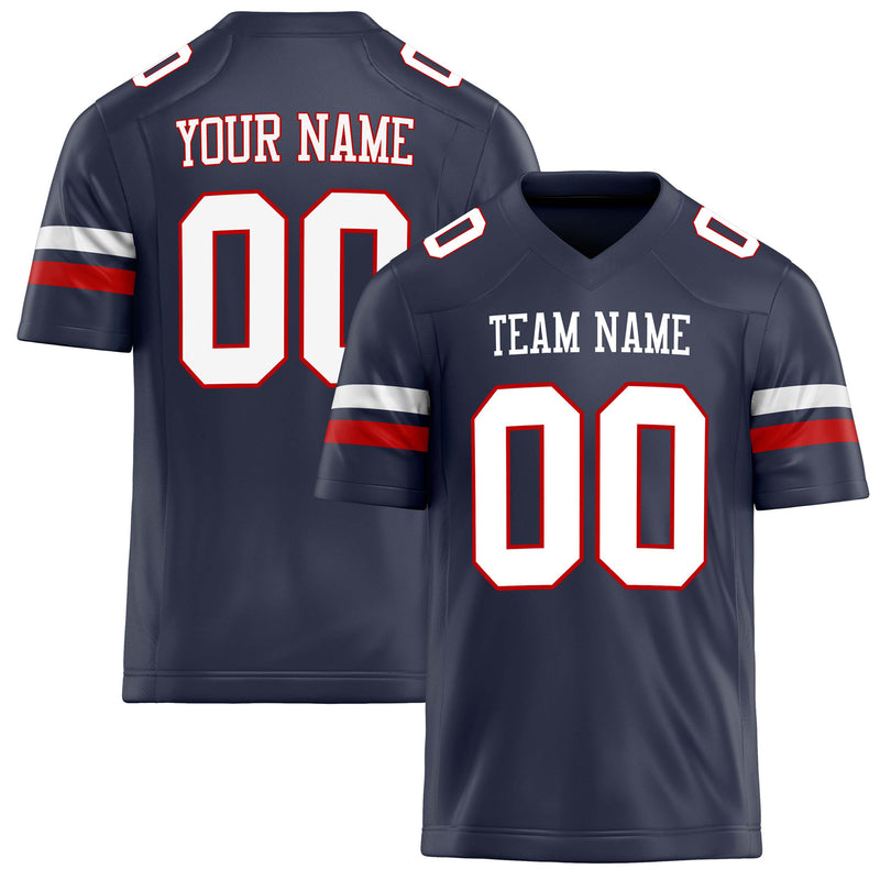Custom Navy White Solid Colour Football Jersey FT02240730NA276