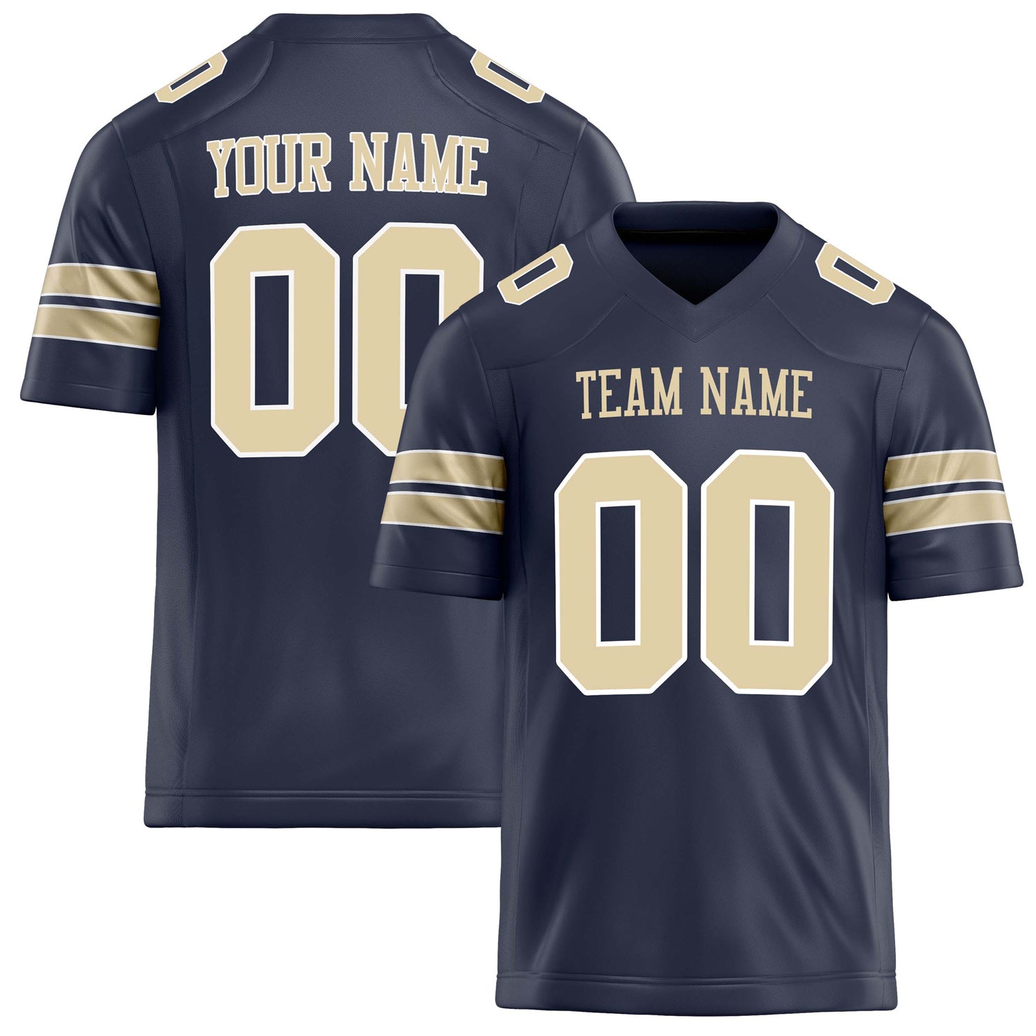 Custom Navy cream Solid Colour Football Jersey FT02240730NA278