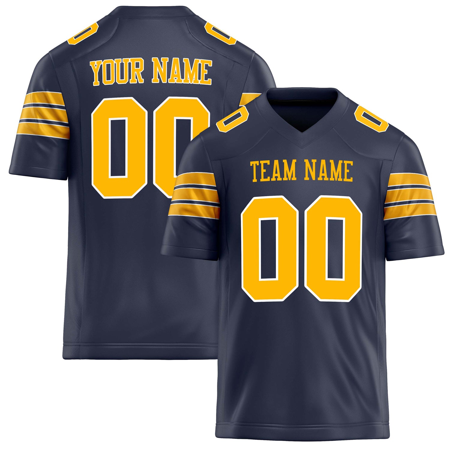 Custom Navy gold Solid Colour Football Jersey FT02240730NA283
