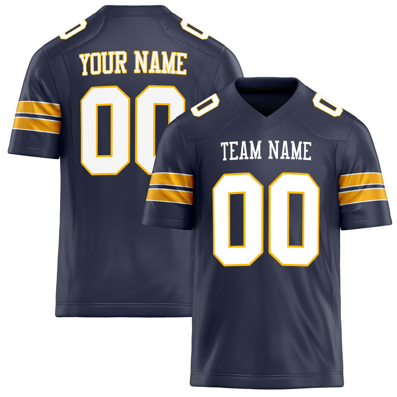 Custom Navy White Solid Colour Football Jersey FT02240730NA286