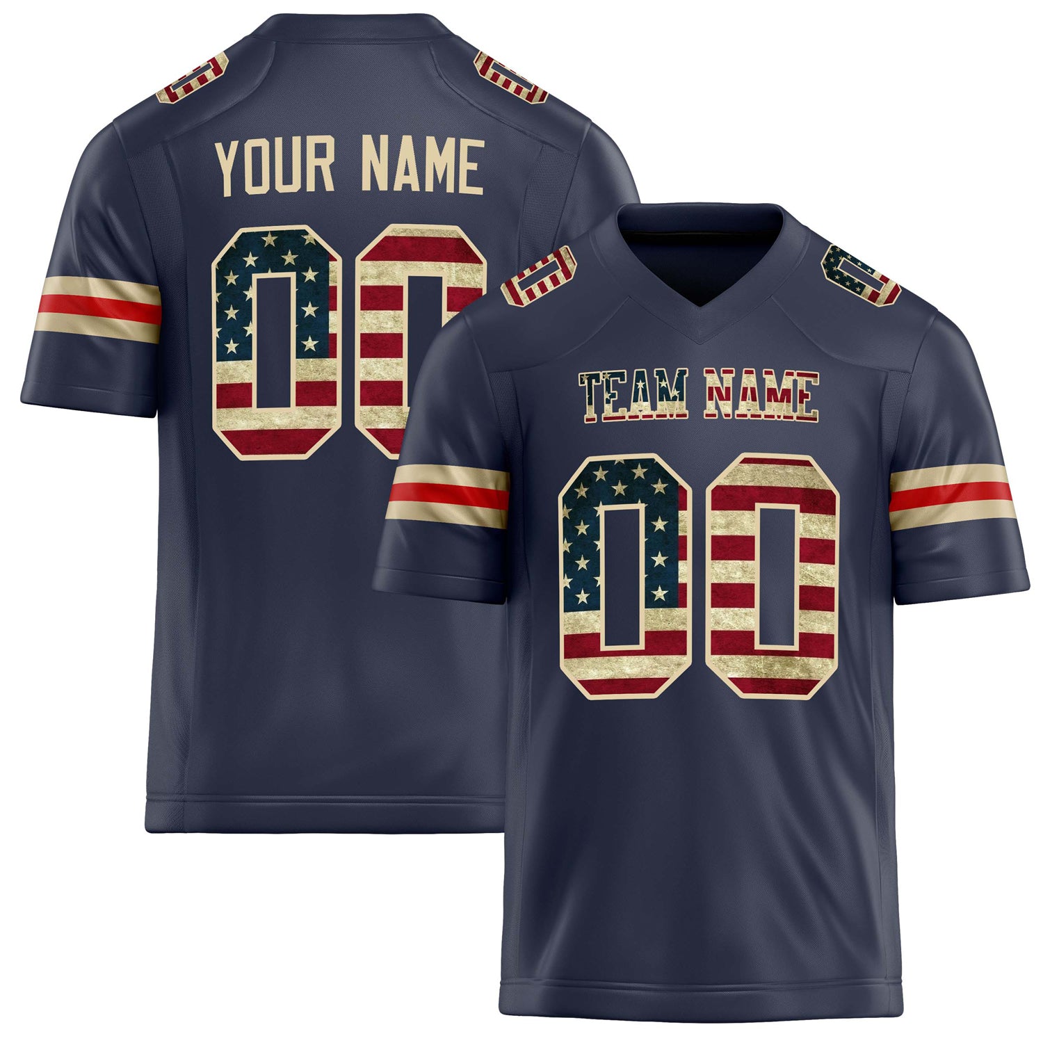 Custom Navy cream Solid Colour Football Jersey FT02240730NA289