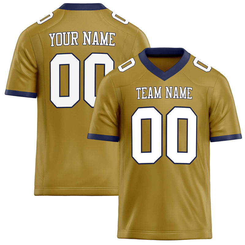 Custom Old Gold White Solid Colour Football Jersey FT02240730OL320