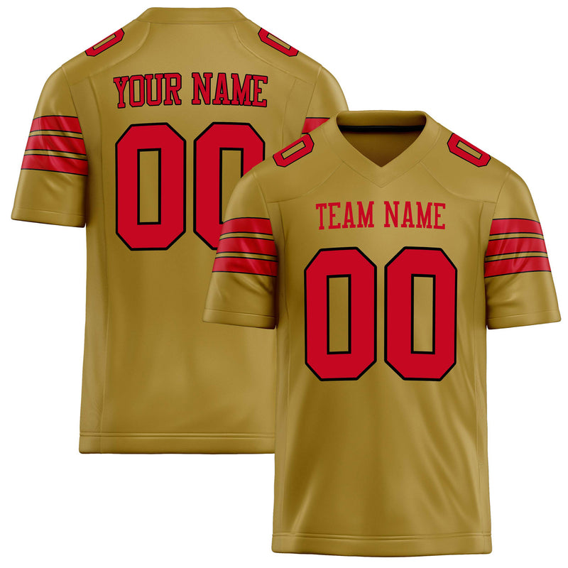 Custom Old Gold red Solid Colour Football Jersey FT02240730OL323