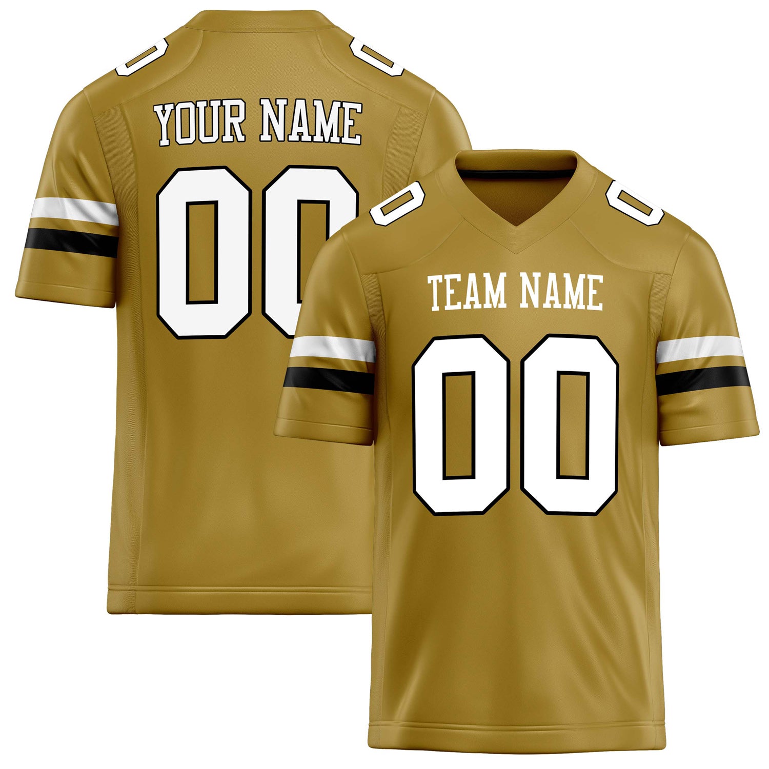 Custom Old Gold White Solid Colour Football Jersey FT02240730OL326
