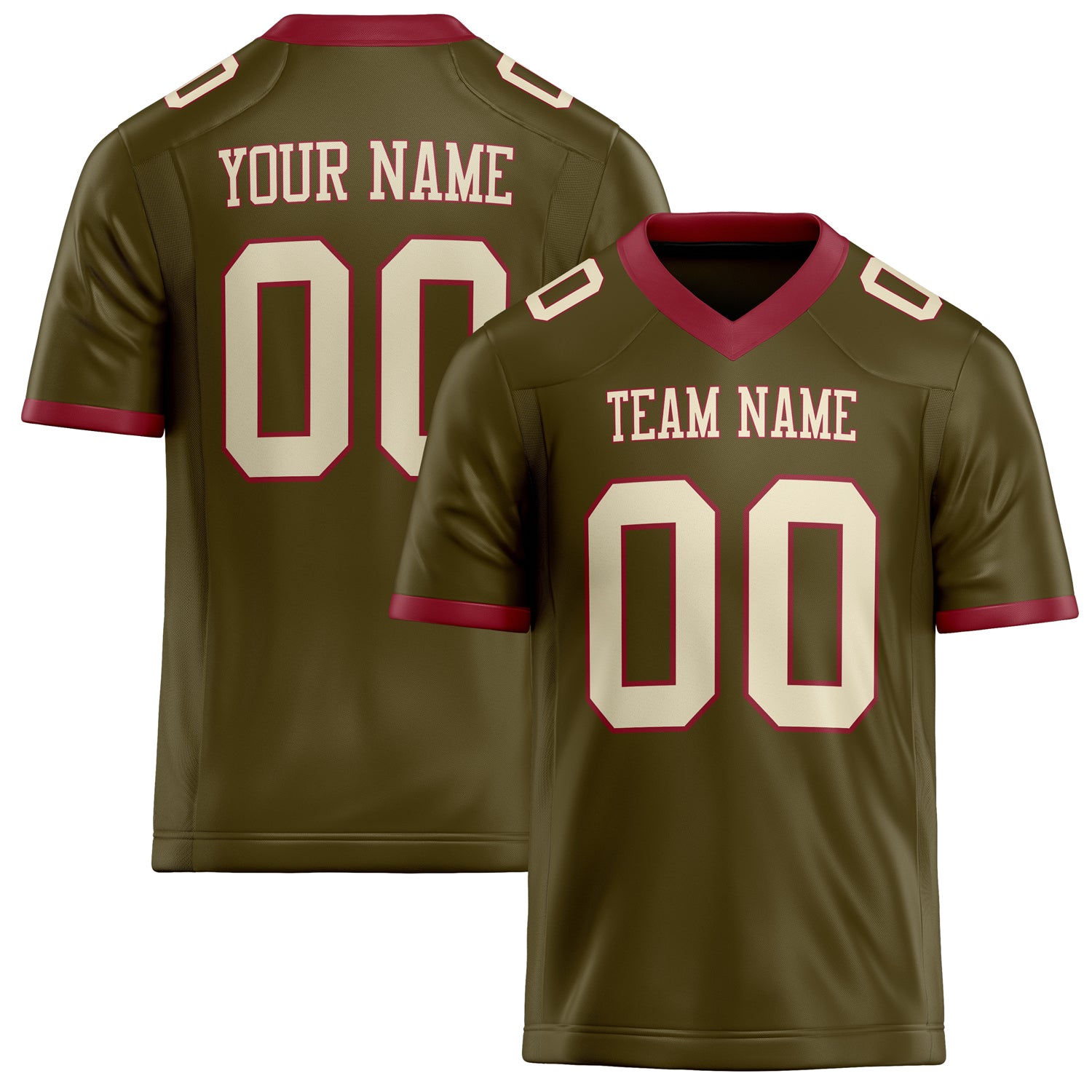 Custom Olive cream Solid Colour Football Jersey FT02240730OL347