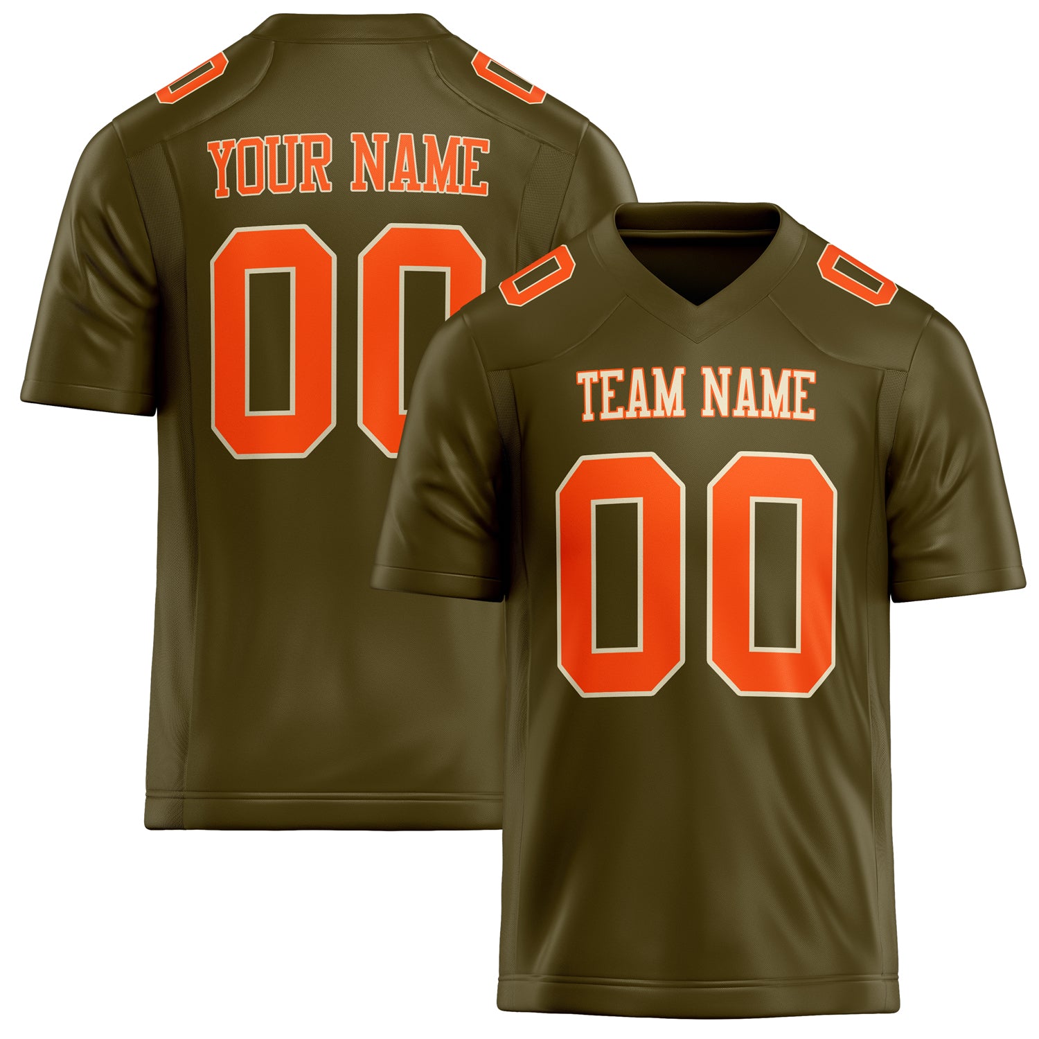 Custom Olive orange Solid Colour Football Jersey FT02240730OL351