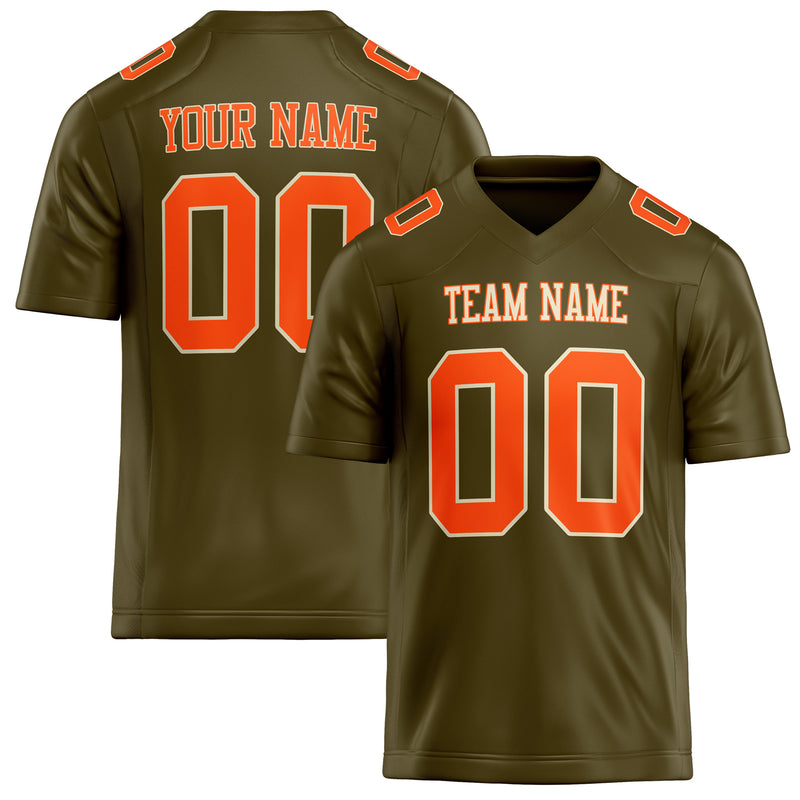 Custom Olive orange Solid Colour Football Jersey FT02240730OL351