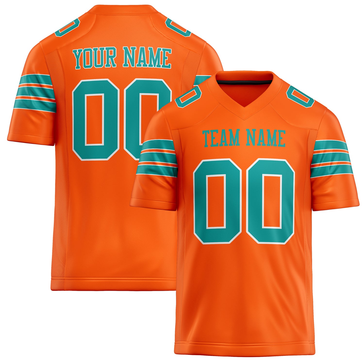 Custom Orange teal Solid Colour Football Jersey FT02240730OR364