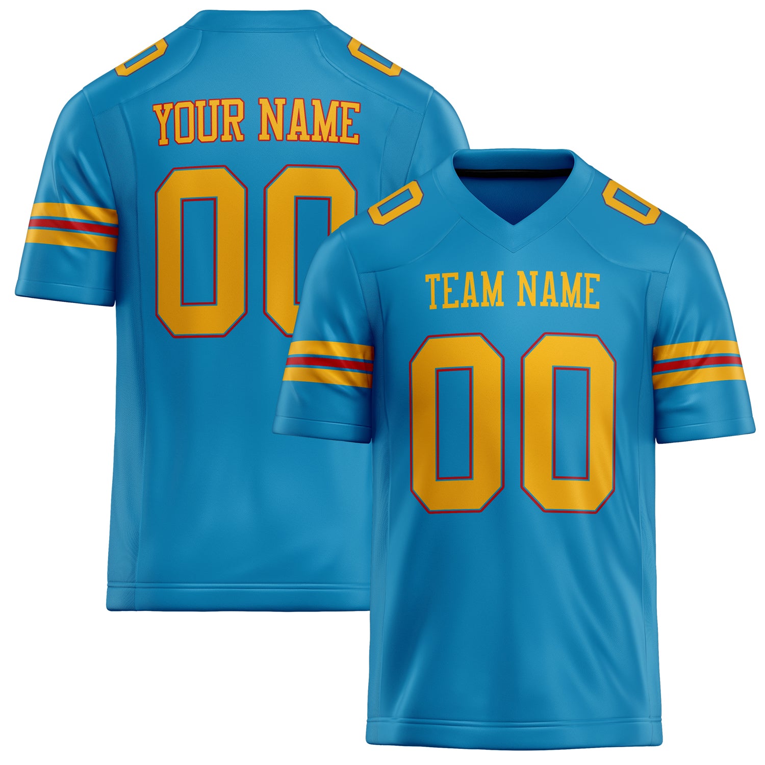 Custom Panther Blue gold Solid Colour Football Jersey FT02240730PA376