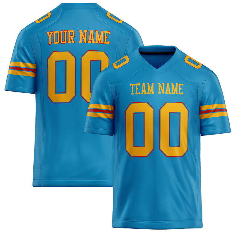 Custom Panther Blue gold Solid Colour Football Jersey FT02240730PA376