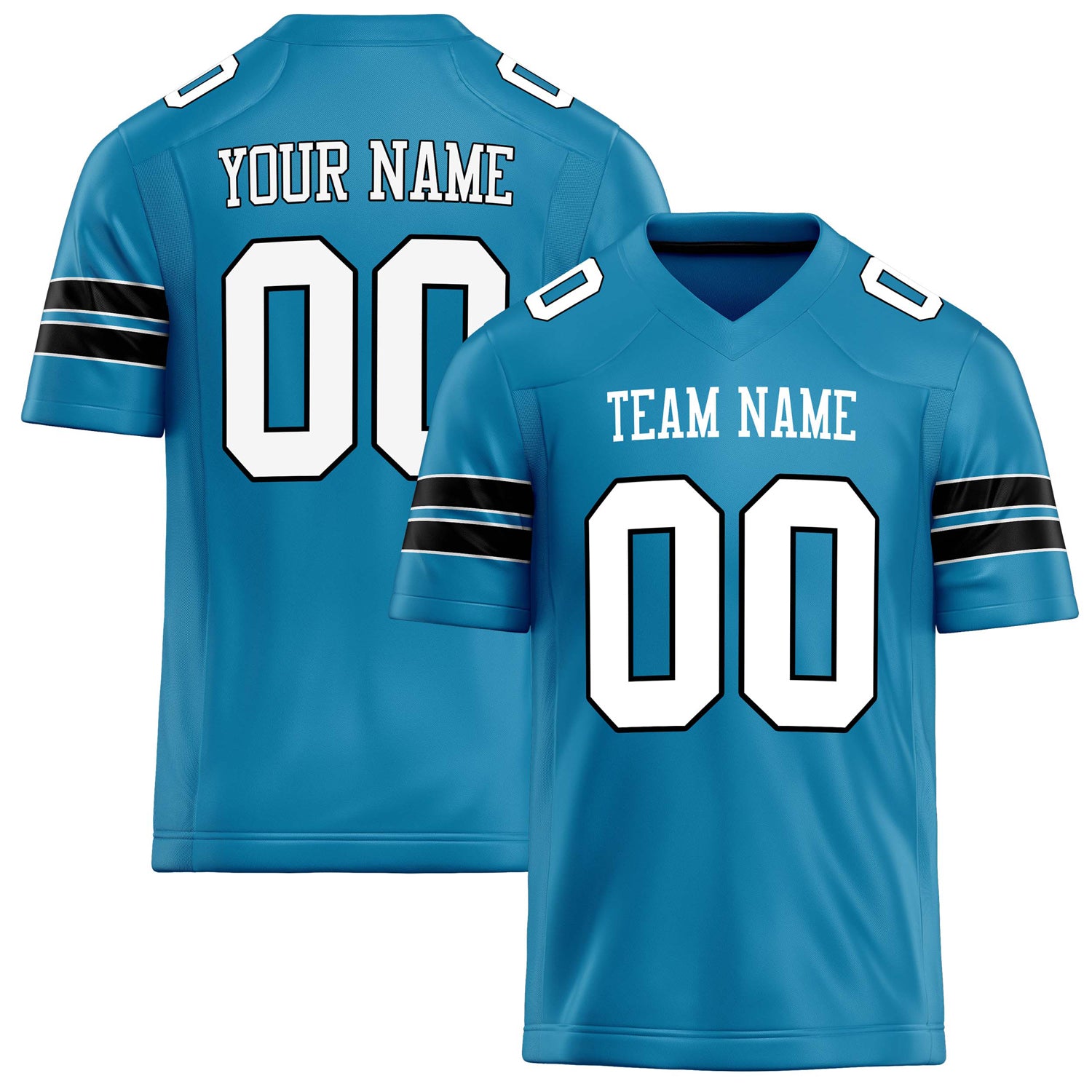 Custom Panther Blue White Solid Colour Football Jersey FT02240730PA378