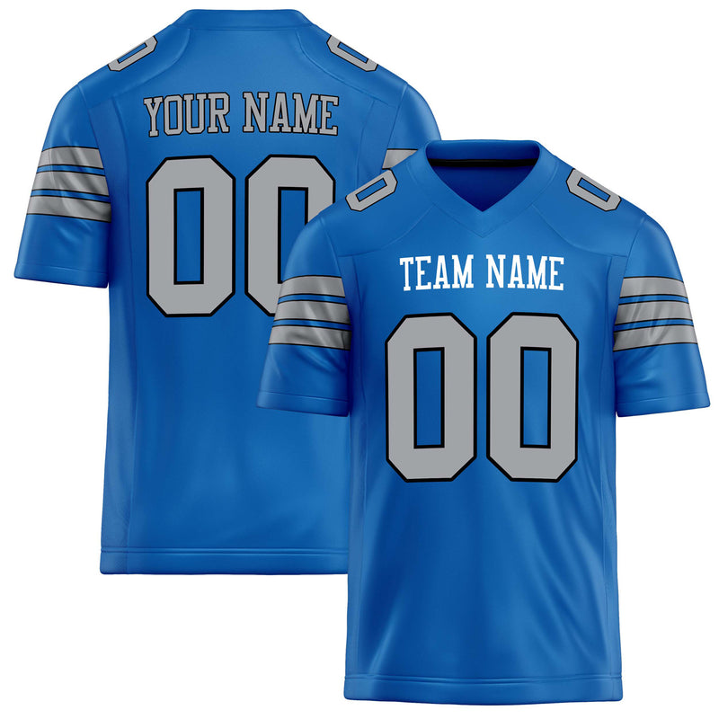 Custom Panther Blue gray Solid Colour Football Jersey FT02240730PA380