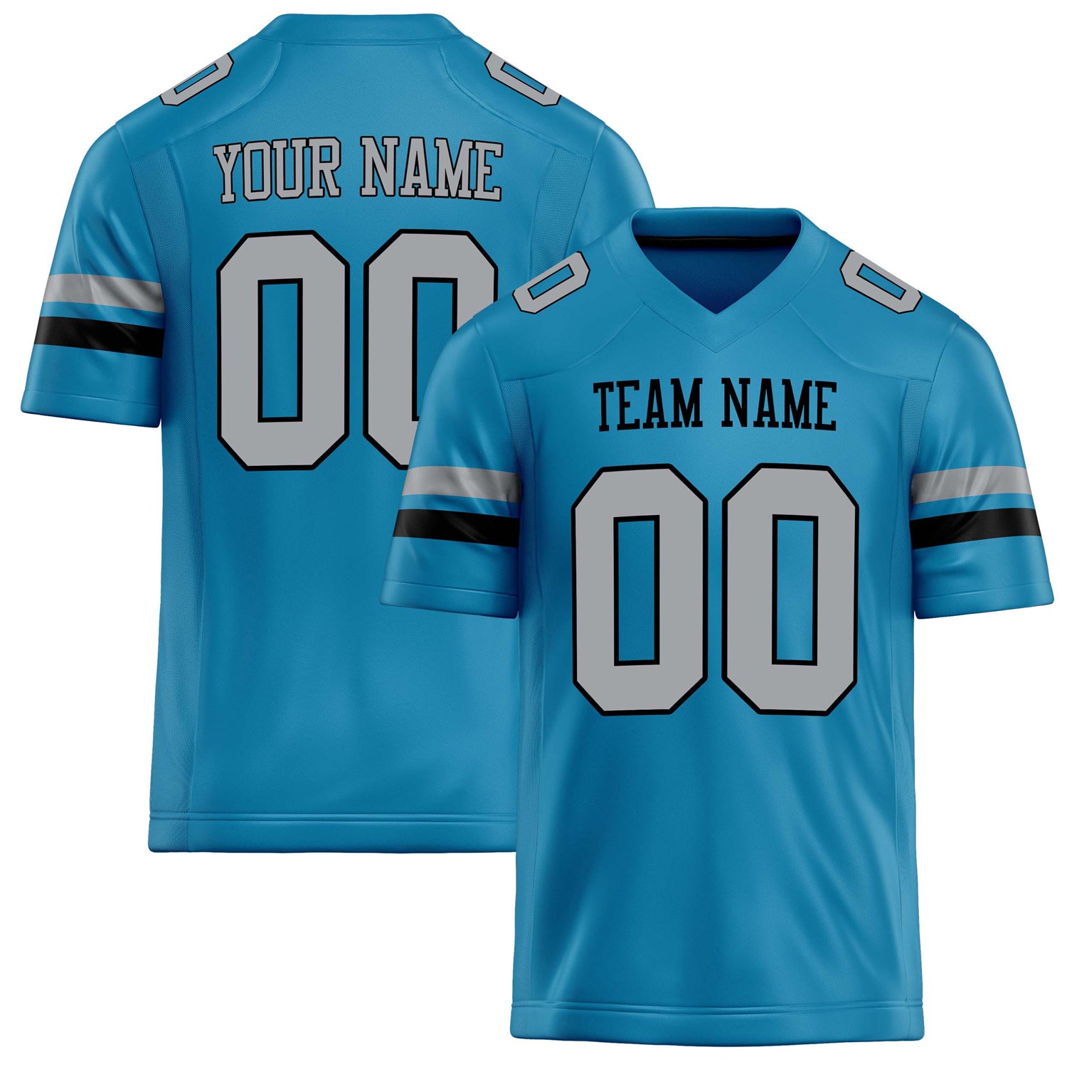 Custom Panther Blue gray Solid Colour Football Jersey FT02240730PA382