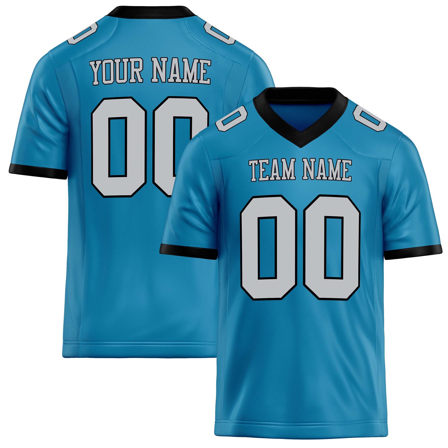 Custom Panther Blue gray Solid Colour Football Jersey FT02240730PA383