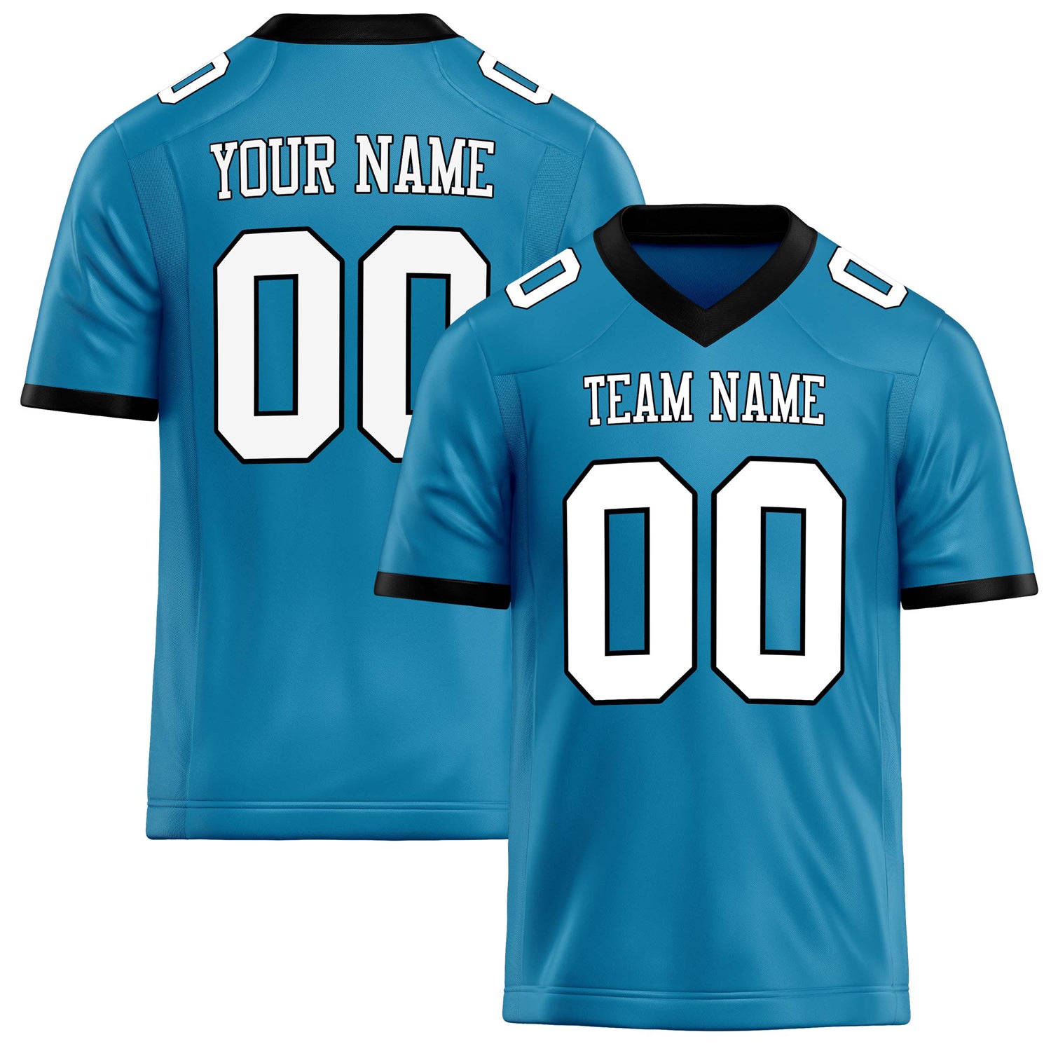 Custom Panther Blue White Solid Colour Football Jersey FT02240730PA384