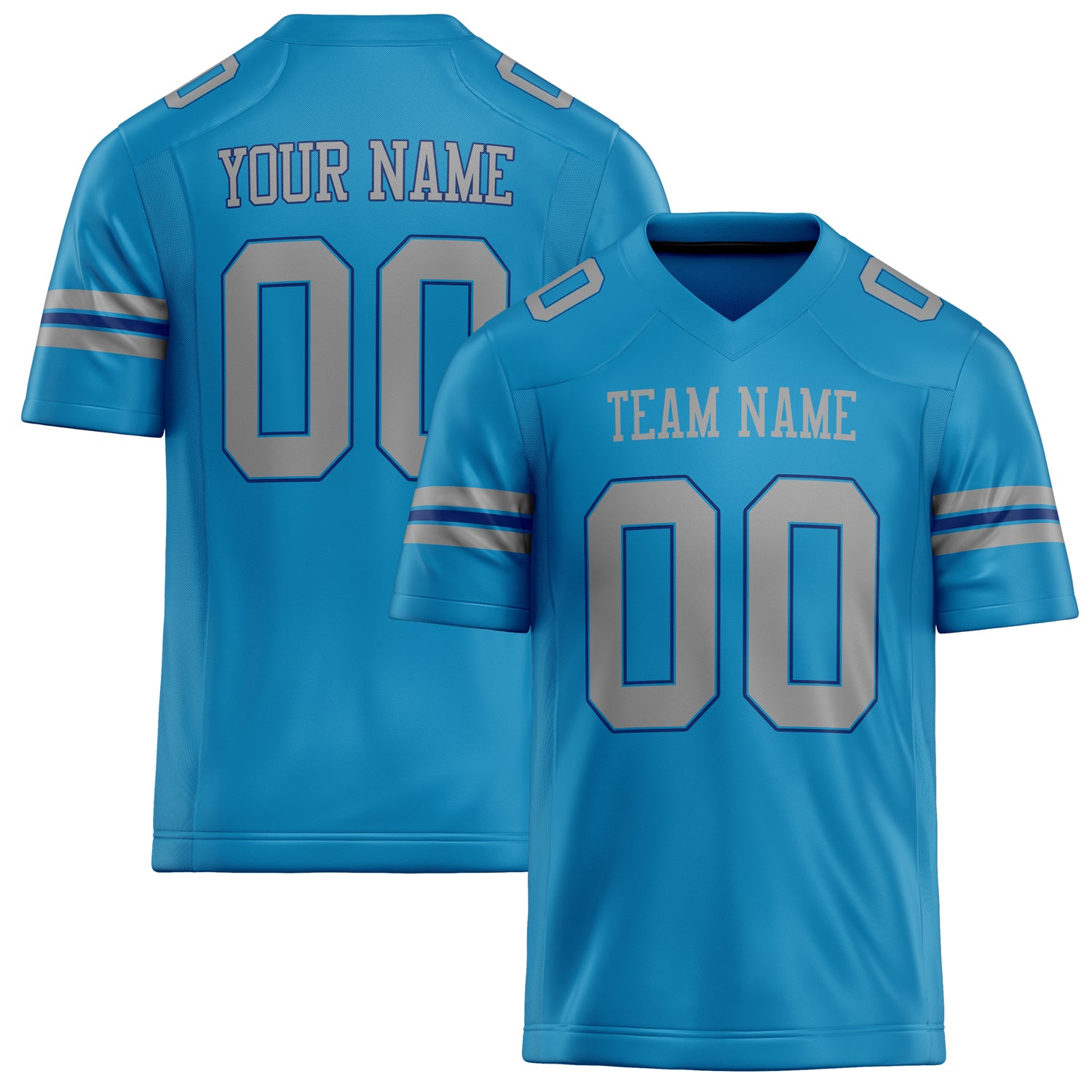 Custom Panther Blue gray Solid Colour Football Jersey FT02240730PA394