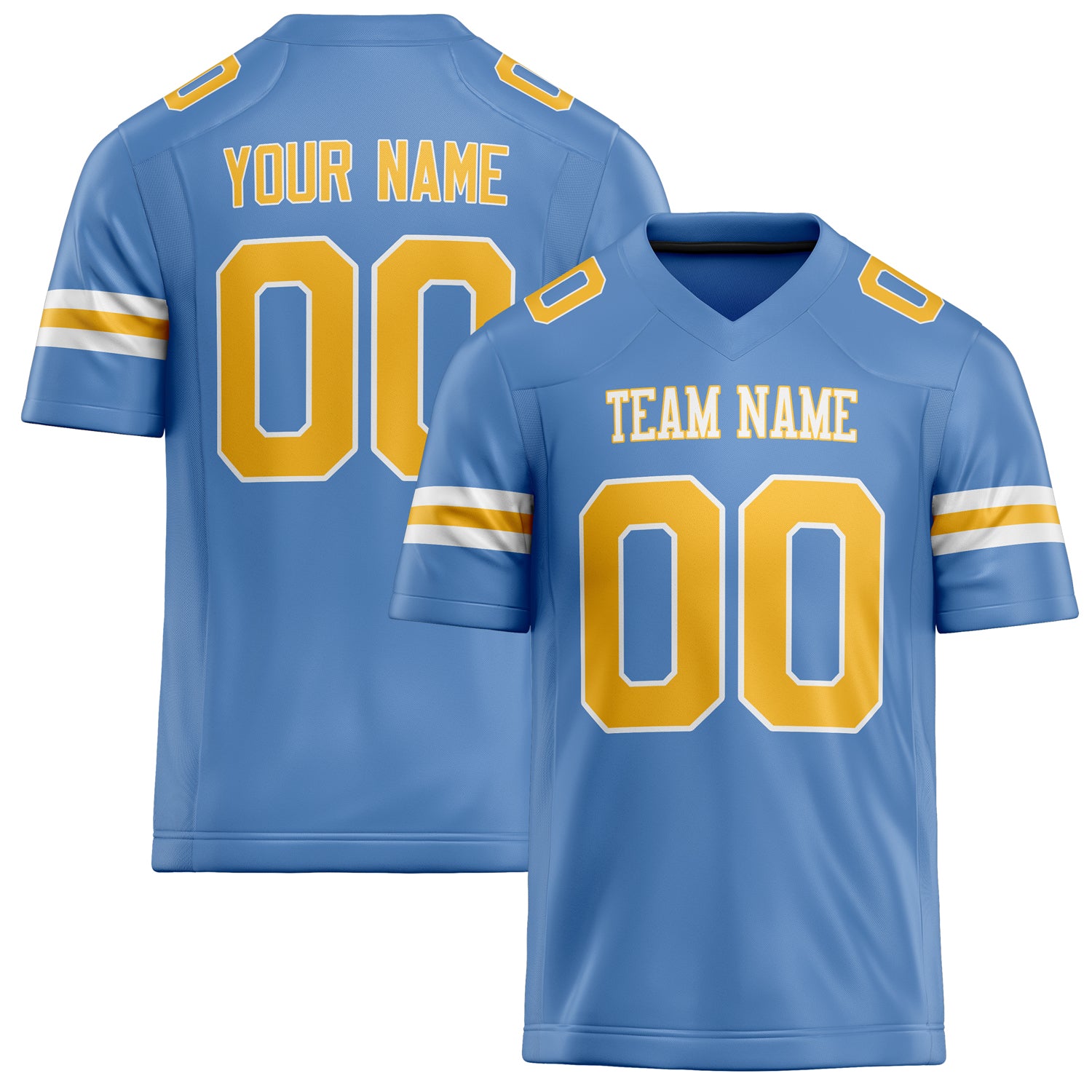 Custom Powder Blue Gold Solid Colour Football Jersey FT02240730PO421
