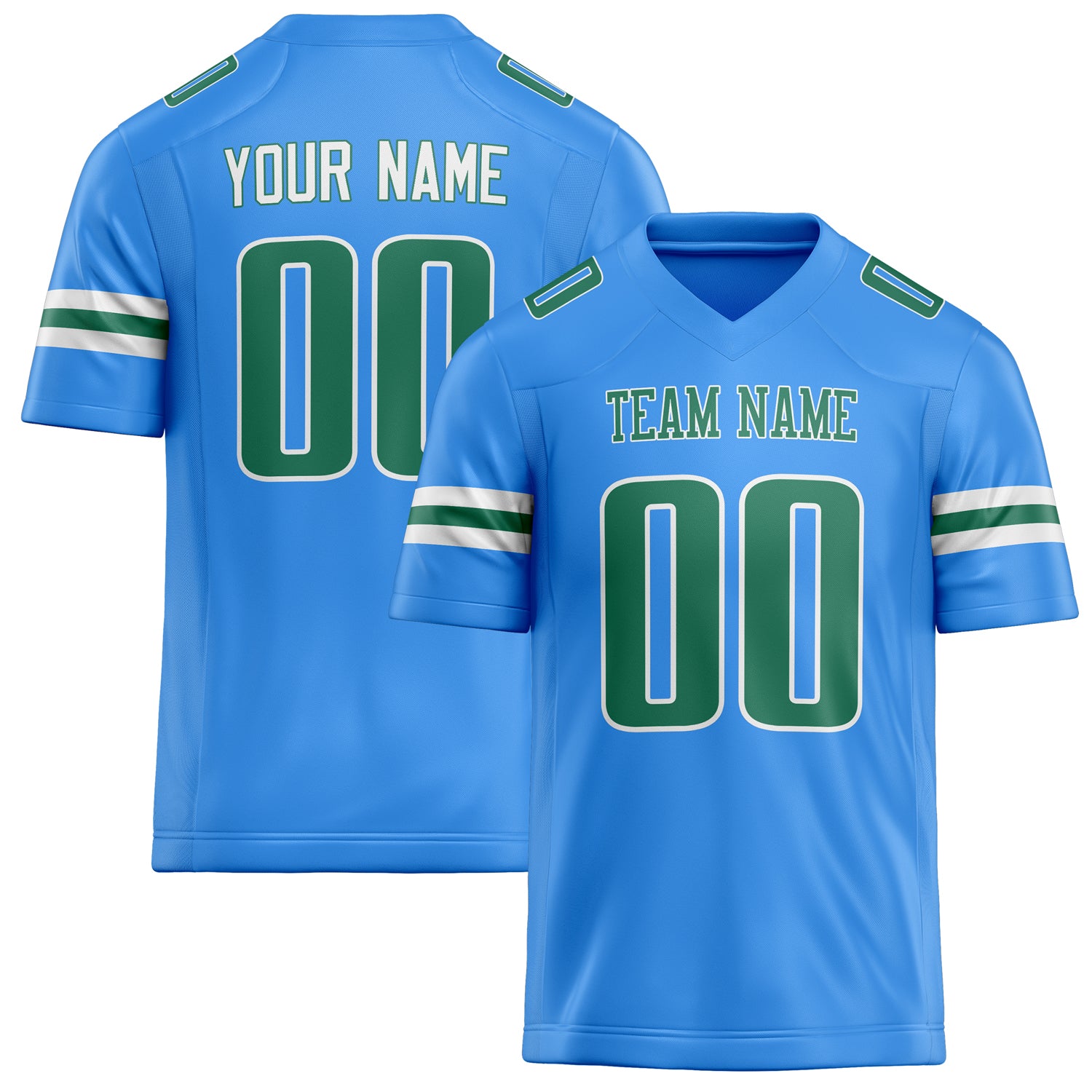 Custom Powder Blue Kelly Green Solid Colour Football Jersey FT02240730PO429