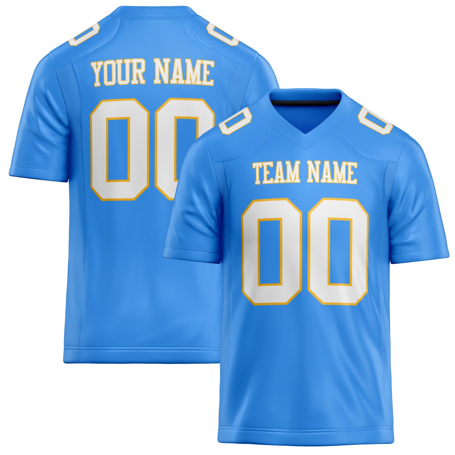 Custom Powder Blue White Solid Colour Football Jersey FT02240730PO430