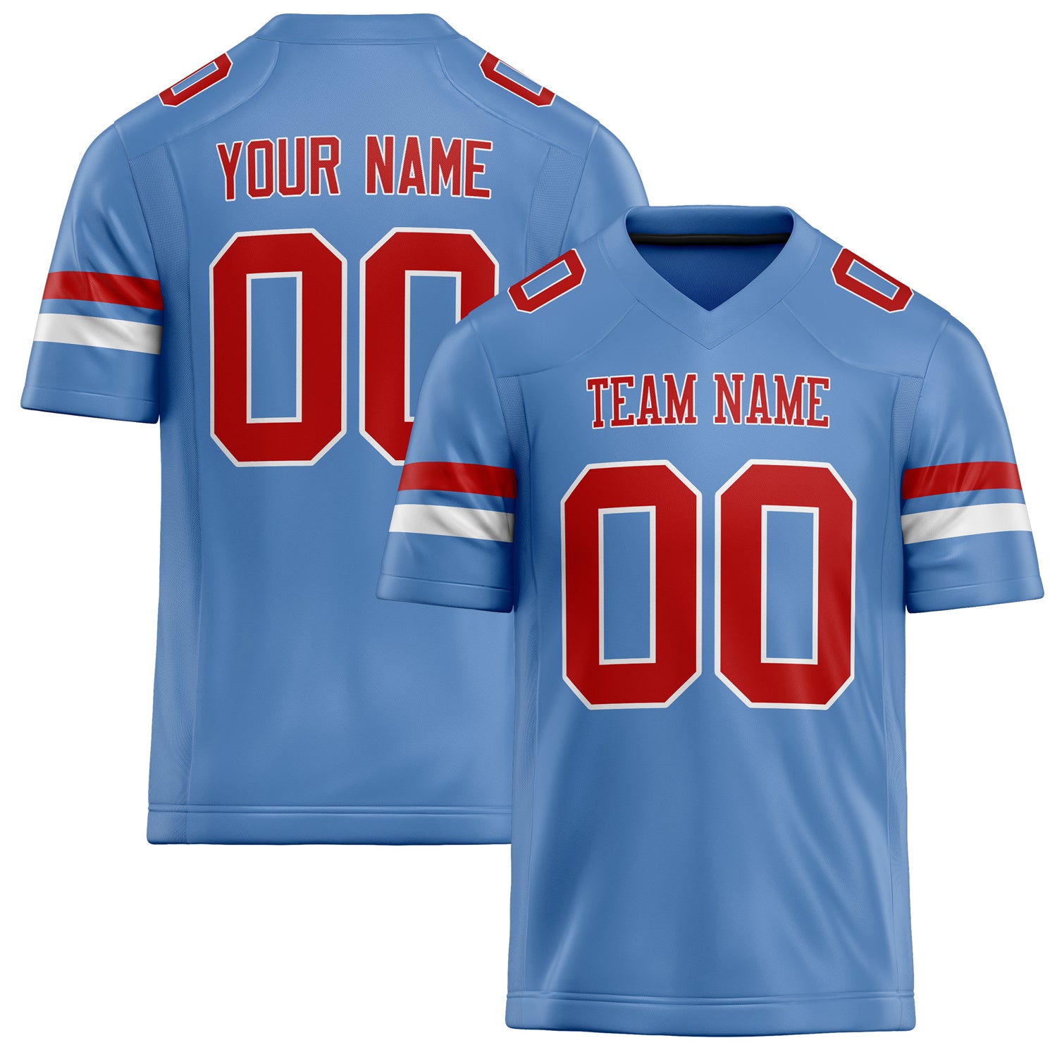 Custom Powder Blue red Solid Colour Football Jersey FT02240730PO435
