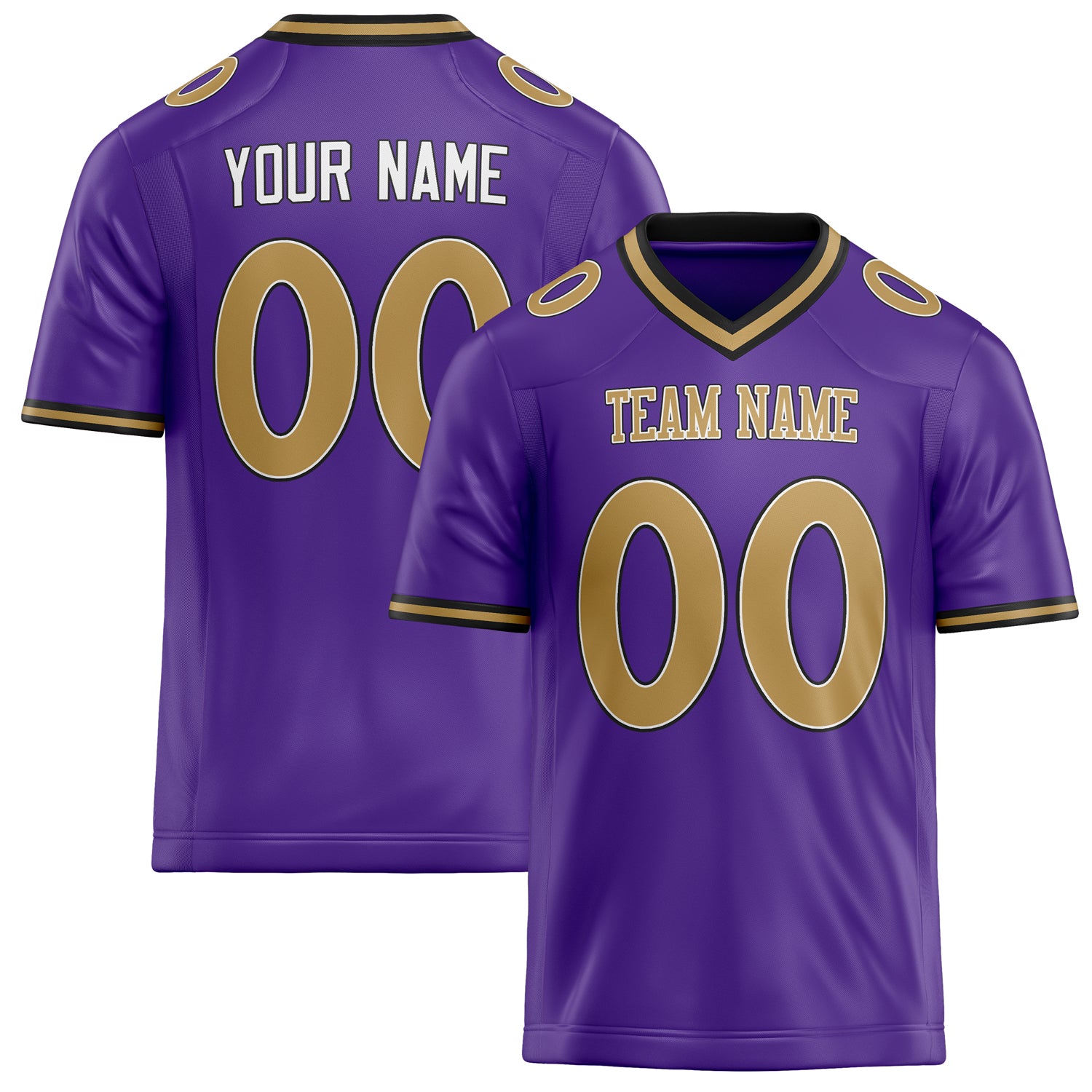 Custom Purple Old Gold Solid Colour Football Jersey FT02240730PU447