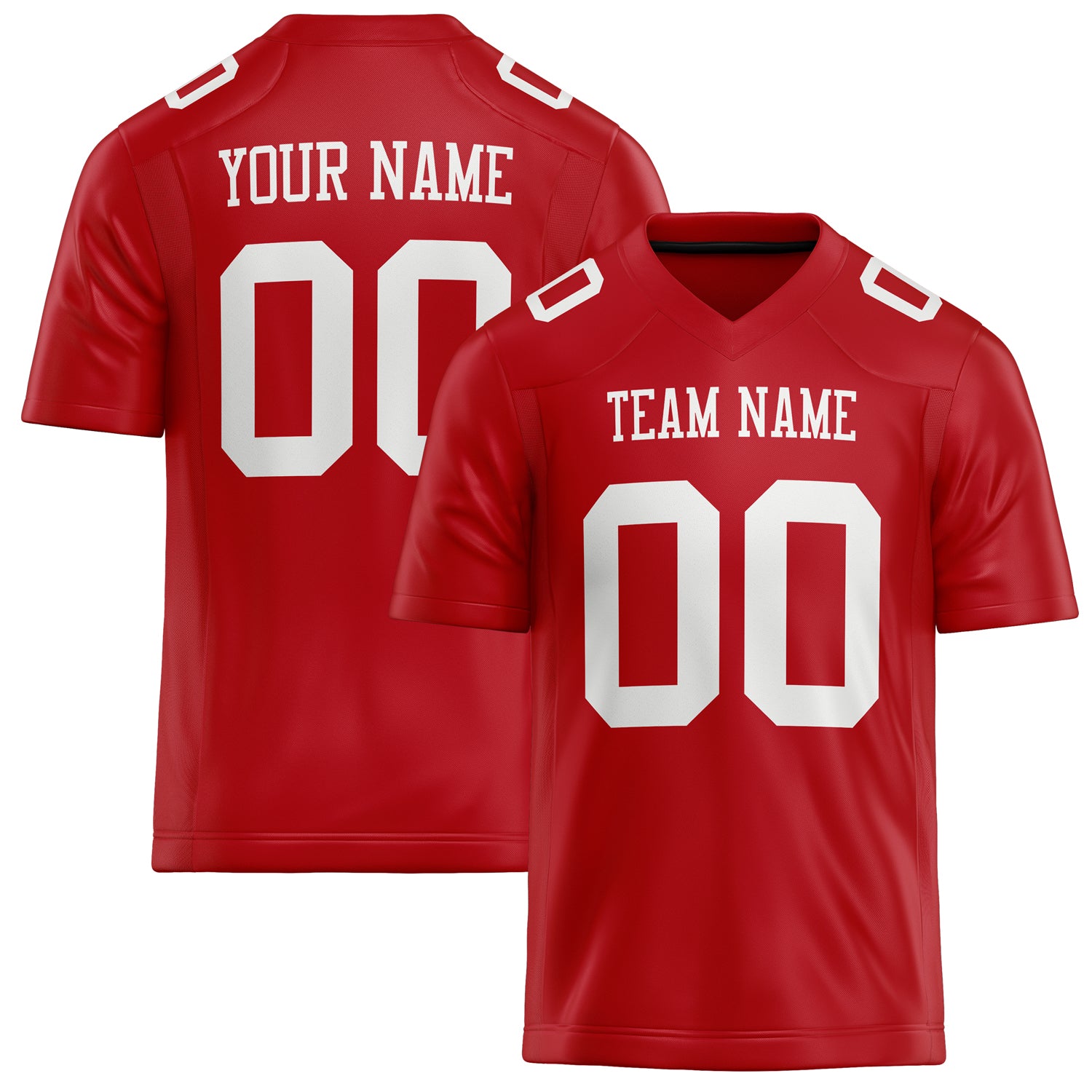 Custom Red White Solid Colour Football Jersey FT02240730RE457