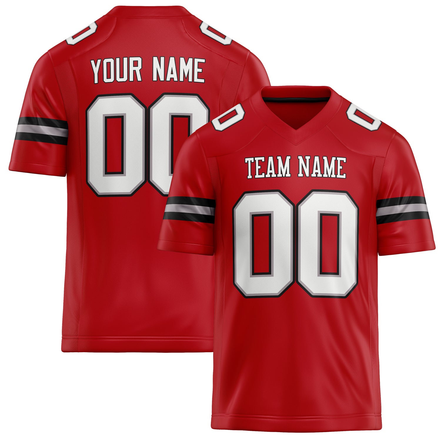 Custom Red White Solid Colour Football Jersey FT02240730RE459
