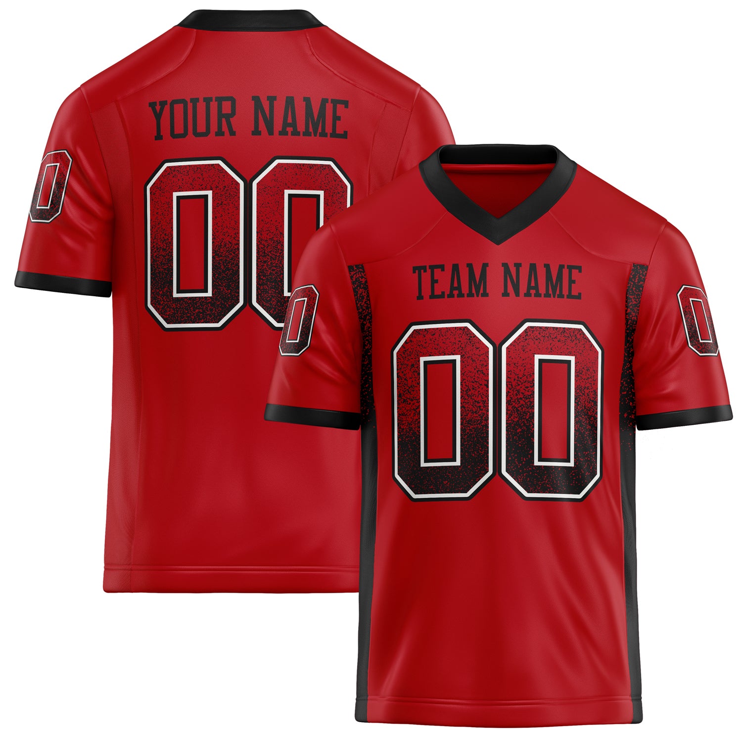 Custom Red Black Solid Colour Football Jersey FT02240730RE461