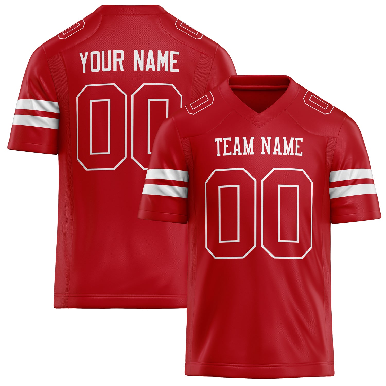 Custom Red White Solid Colour Football Jersey FT02240730RE462