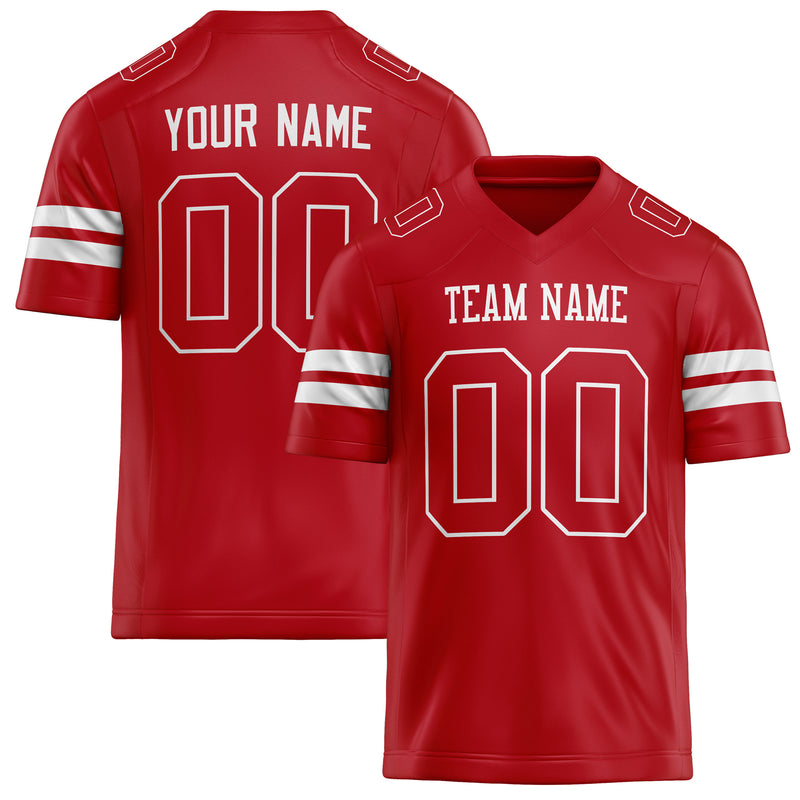 Custom Red White Solid Colour Football Jersey FT02240730RE462