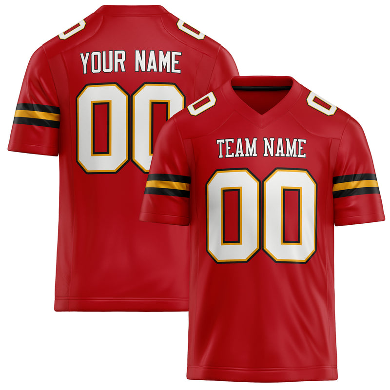 Custom Red White Solid Colour Football Jersey FT02240730RE464